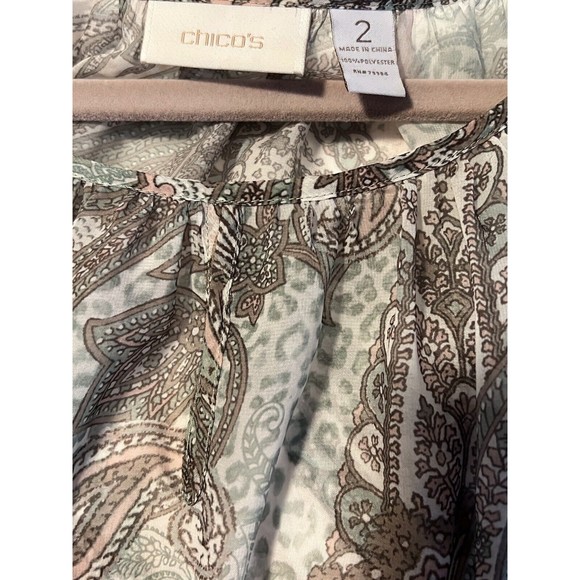 Chicos Lot of 2 Tops Blouses Spring Prints Size 2 12/14 Large - Picture 6 of 13